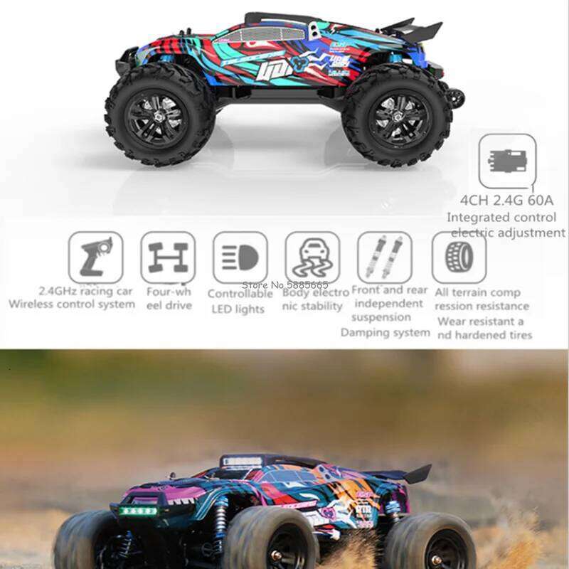 Professional 4WD Brushless Off-Road RC Racing 90KM/H Hydraulic Shock Absorber Waterproof ESP LED Light Radio Control Truck Y260131