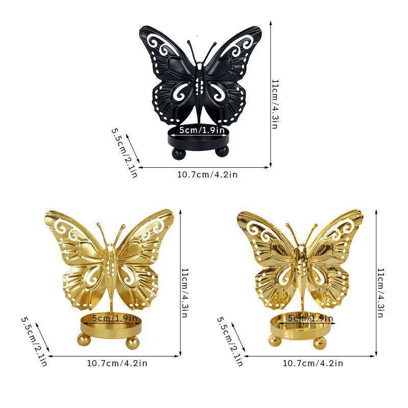 Butterfly Candle Plate Pedestal Holder Iron Art Candlestick Table Decoracion Wedding Centerpiece Birthdays Party Dinner Decor Y260131
