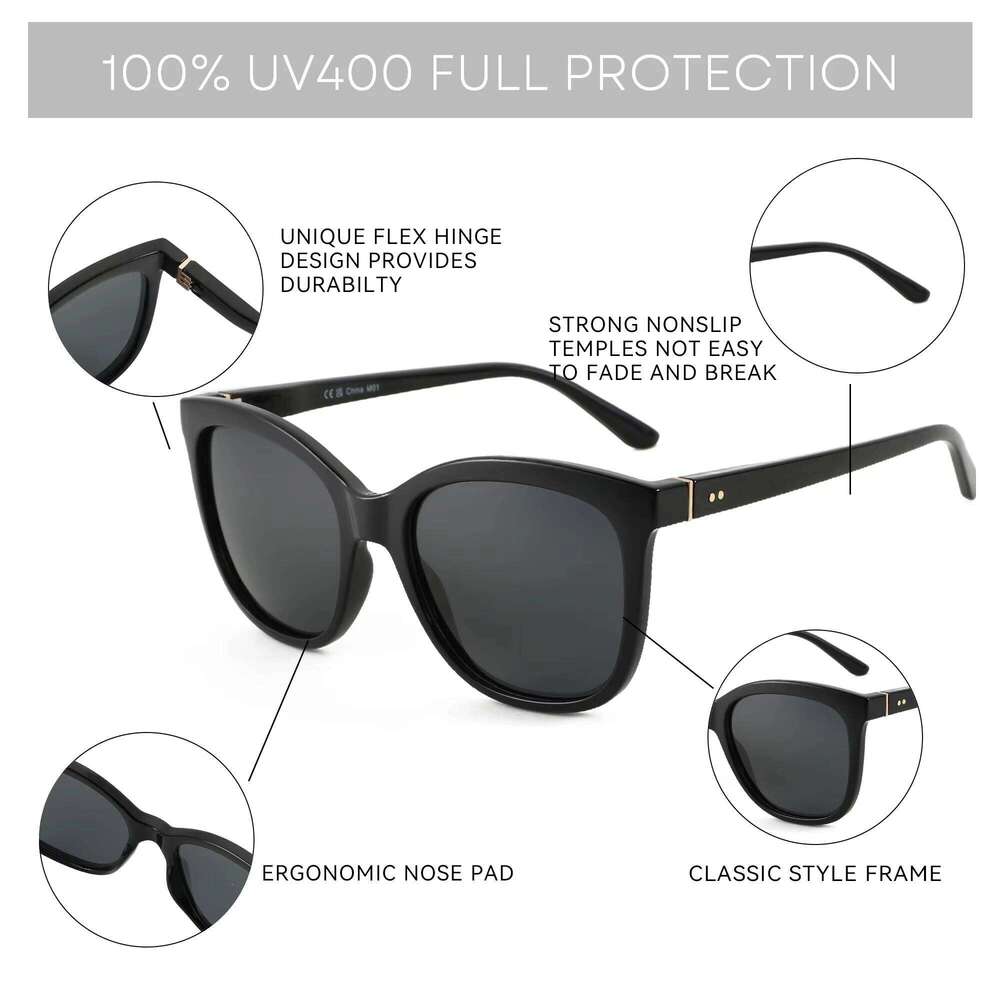 BLUEMOKY Trendy Butterfly Polarized Sunglasses Women UV400 Protection Shade Ladies Oversize Square Sun Glasses H260202