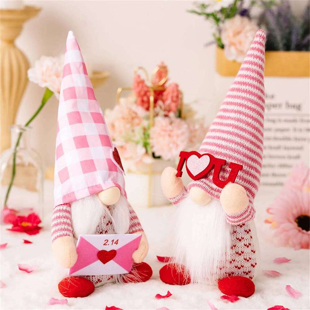 Valentine's Day Decorations Glowing Gnome Doll Ornaments Plush Knitted Love Faceless Dolls Holiday Party Surprise Gift Y260202
