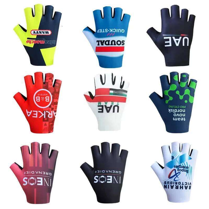 Team 2024 Breathable Cycling UAE ITALY Road Bike Gloves Men Sports Half Finger Anti Slip MTB Bicycle Glove XJ260202