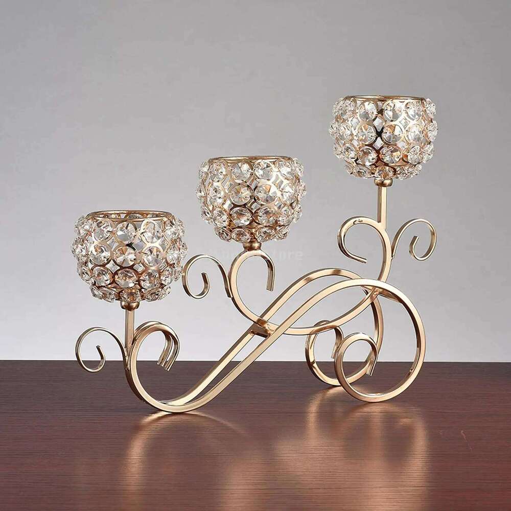 3 Arms Candelabras Crystal Candlelight Arch Bridge Goblet Candle Bowl Tealight Candlestick Holder Homedecor Y260131