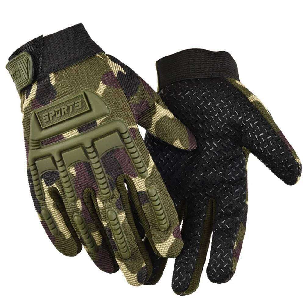 Camouflage Outdoor Cycling Glove for Kids 6-11 Years Boys Sports Climbing Bicycle Anti Slip Full Finger Gloves W18 XJ260202