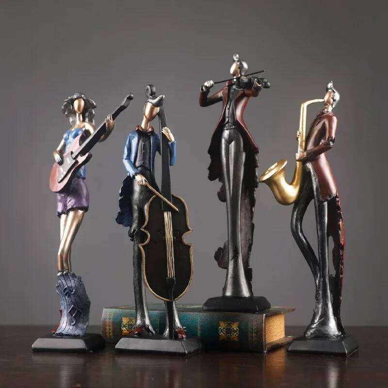 Vintage Musical Instrument Resin Figure Figurines Decoration Accessories Living Room Ornaments for Home Decor Y260202