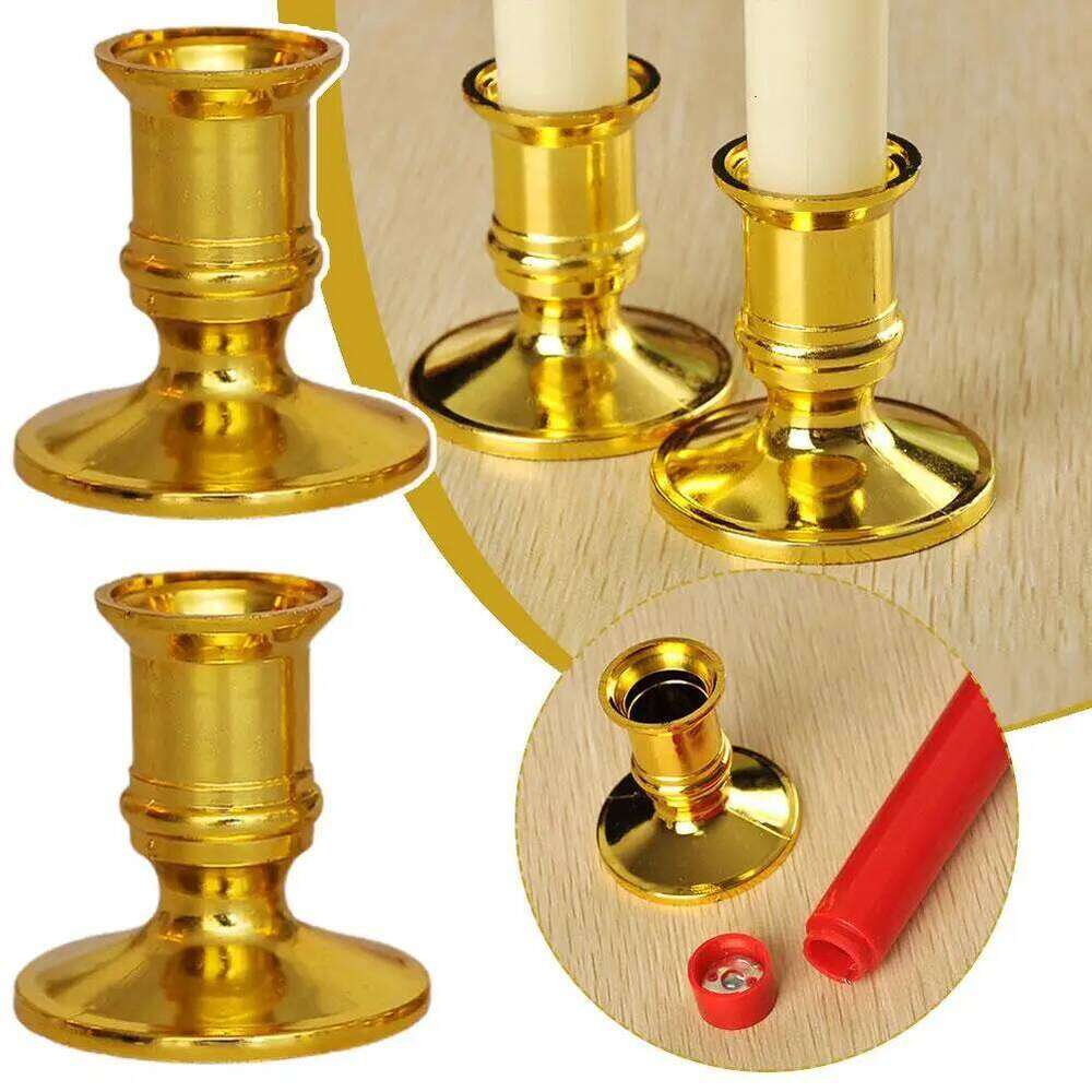 2pcs Traditional Shape Taper Standard Plastic Candle Holders Candlestick Wedding Dinner Decor for Electronic Candles For Party Y260131