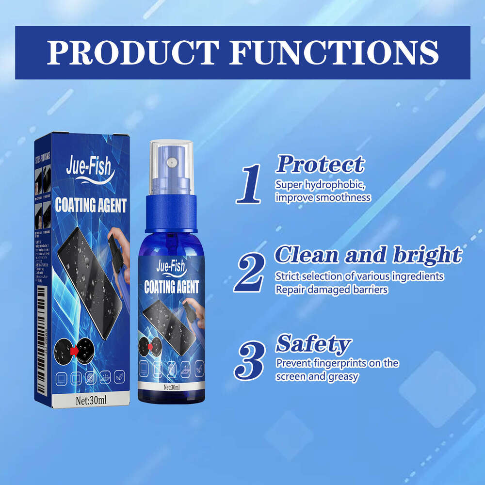 Jue-Fish Agent Phone Screen Cleaner Anti-Scratch Anti-Fingerprint Glass Hydrophobic Oleophobic Coating Liquid S260202