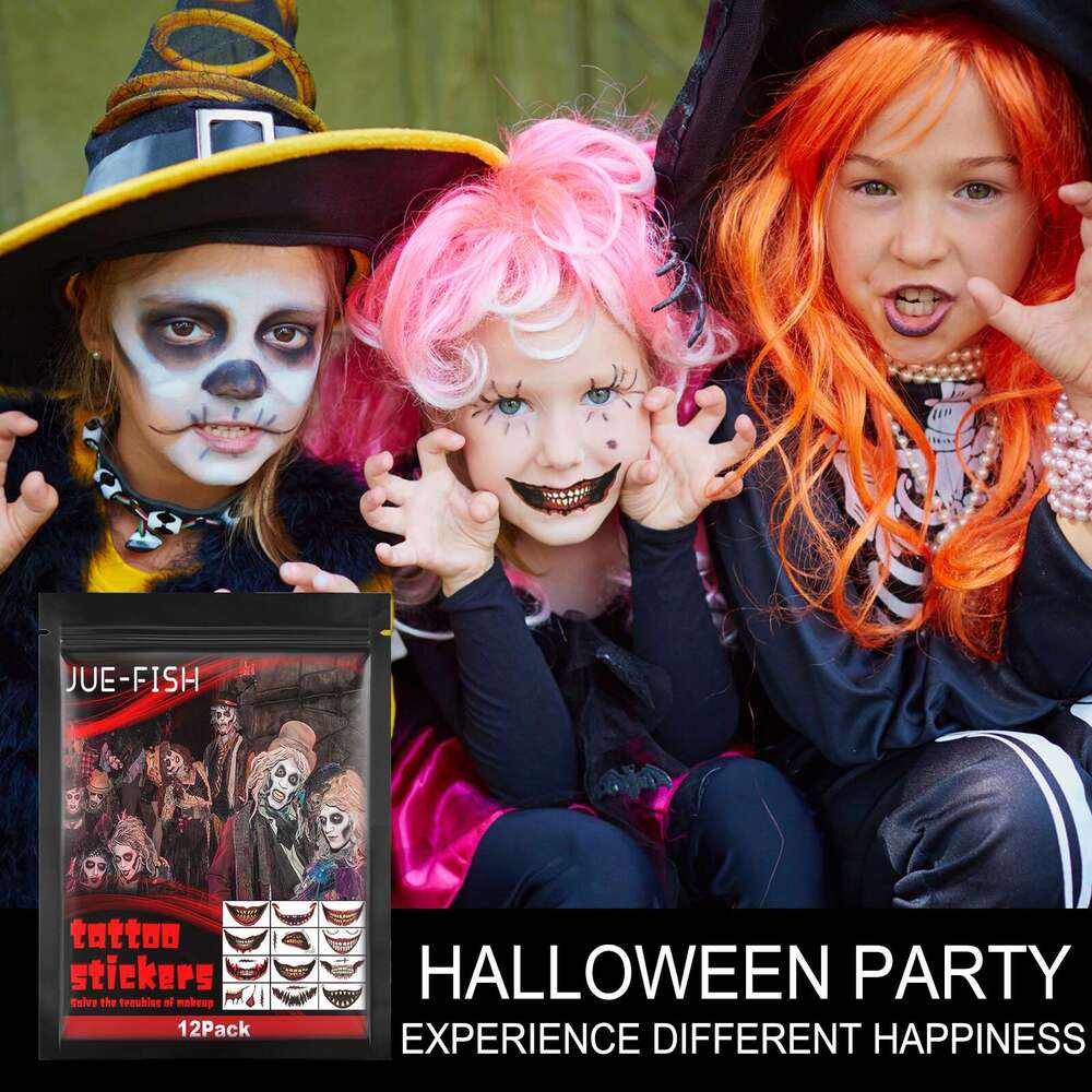 Jue-Fish Halloween Horror Party Makeup Decoration Mouth Tattoo Stickers S260202