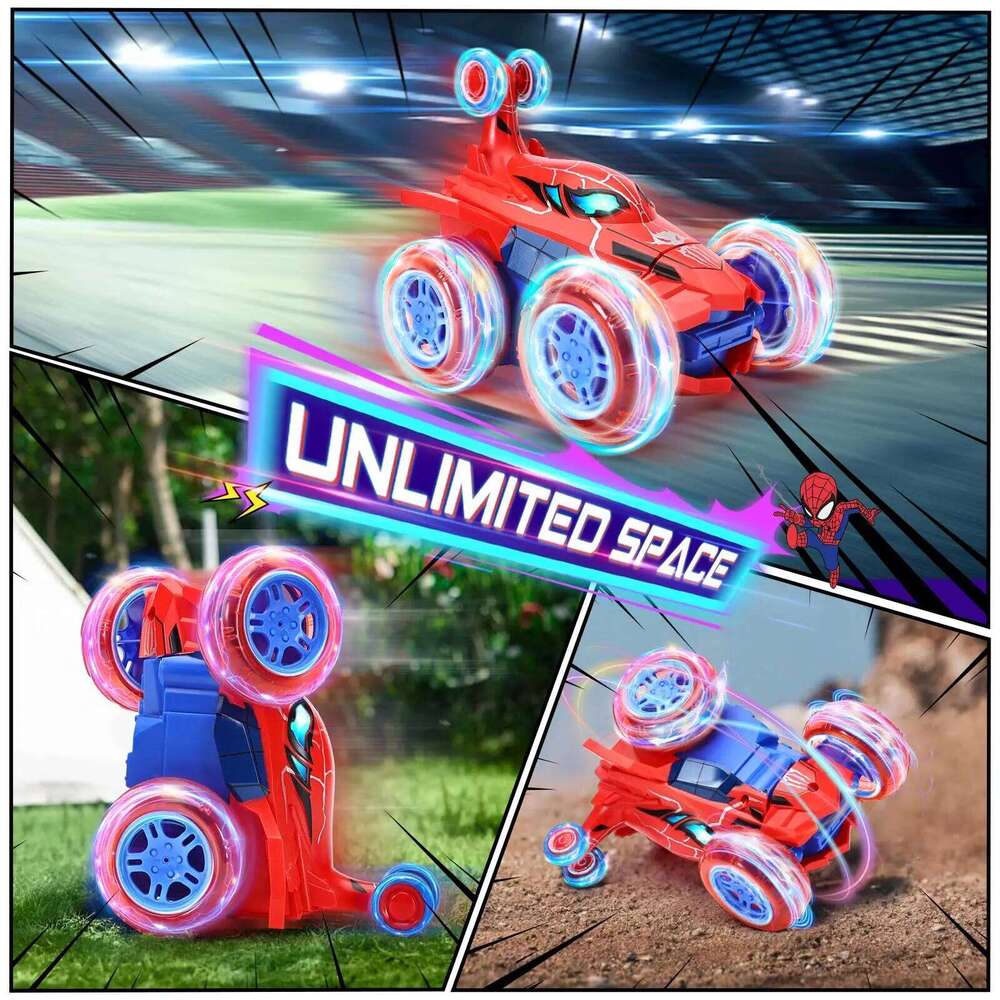 Red RC Car Spider Theme - Tumbling Action, 2.4GHz, Fun Toy Y260131