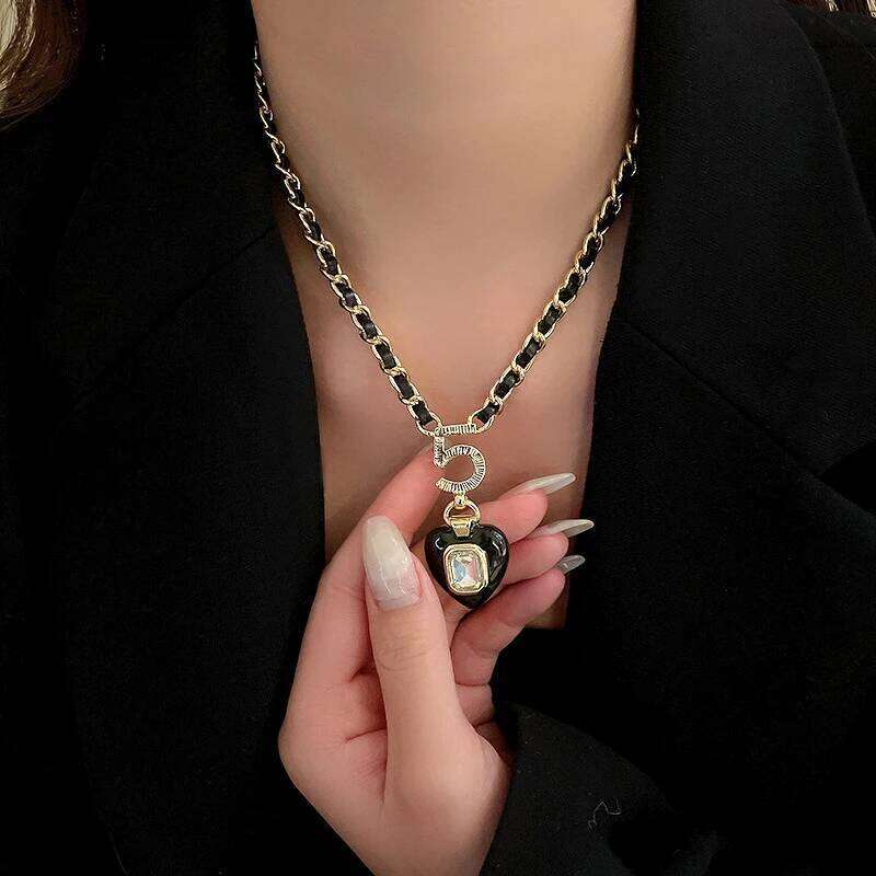 Earrings Gold Necklace Plated Leather 1 1 Chain with Number 5 and Heart Cubic Zirconia Accents for Daily Wear and Special Occasion Jewellery Gift High