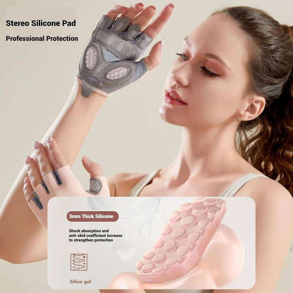WOSWEIR-Women's Non-Slip Fitness Gloves for Yoga Training Sports Equipment Breathable Thin Half Finger Silicone Shock Absorption XJ260202