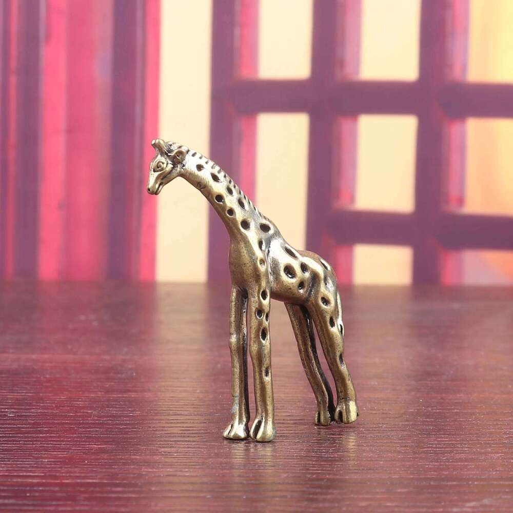 Giraffe Figure Home Decor Copper Ornaments, Animal Decorations, Tea Pets, Handles, Handicrafts Y260202