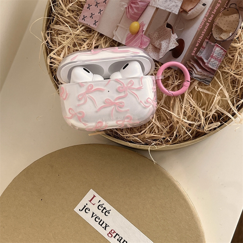 Pink Bowknot Compatible with Apple Case AirPods Earphones 2022 New Wireless 2nd Generation Pro