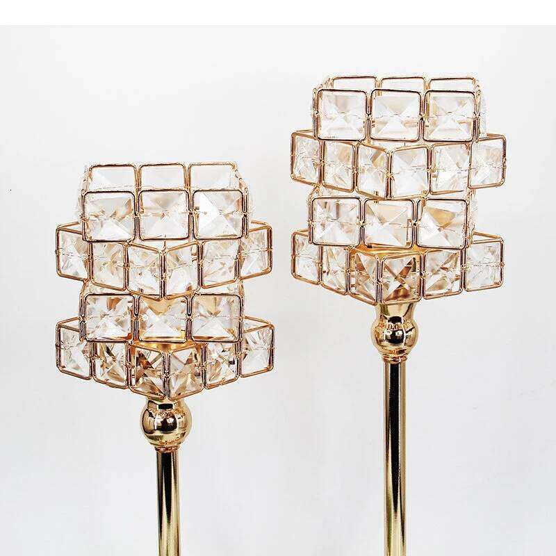 Crystal Candlestick Metal Stand Candelabros Home Desktop Candle Holders Candles Ornaments Decor Wedding Decoration Y260131