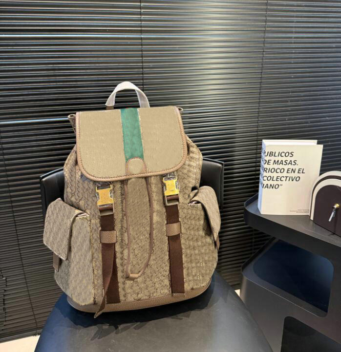 designer backpack unisex travel backpack fashion Grey Samurai Double Side Pocket cow leather edging duffel bag Water Ripple backpacks