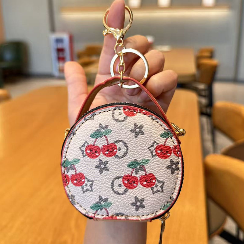 Women's Vintage Print Cherry Mini Wallet Crossbody Handbag Keychain Small Coin Purse 2026 New Fashion Style