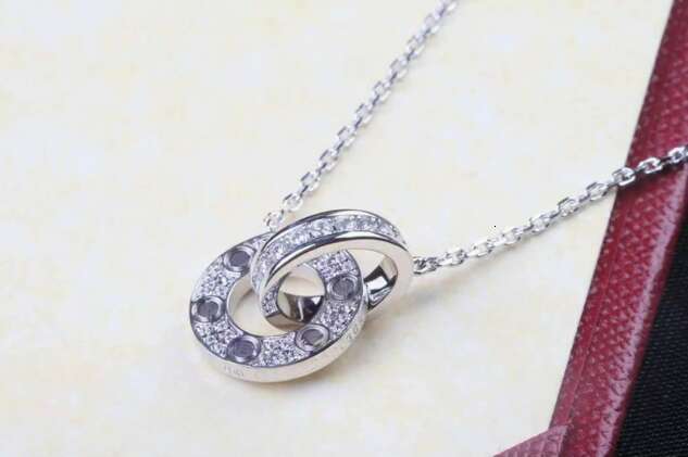 Designer necklace for woman Classic Double Ring Women Thick Plated Rose Gold luxury jewlery Fashion Light Luxury Starry Sky Necklace Exquisite AAA