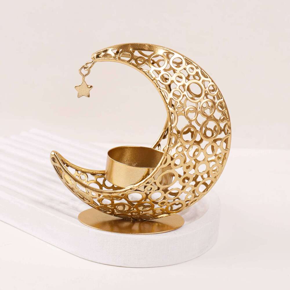Ramadan 3D Moon Romantic Light Desktop Candle Holder, Eid Home Decor Ornament, Exquisite Gift Y260131