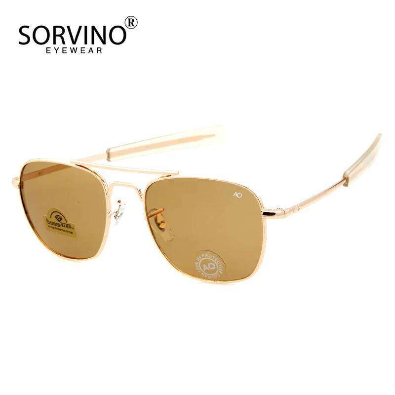 Retro Green AO Pilot Sunglasses Luxury Brand Designer Male Sun Glasses American Army Military Optical Glass Lens Shades Eyewear H260202