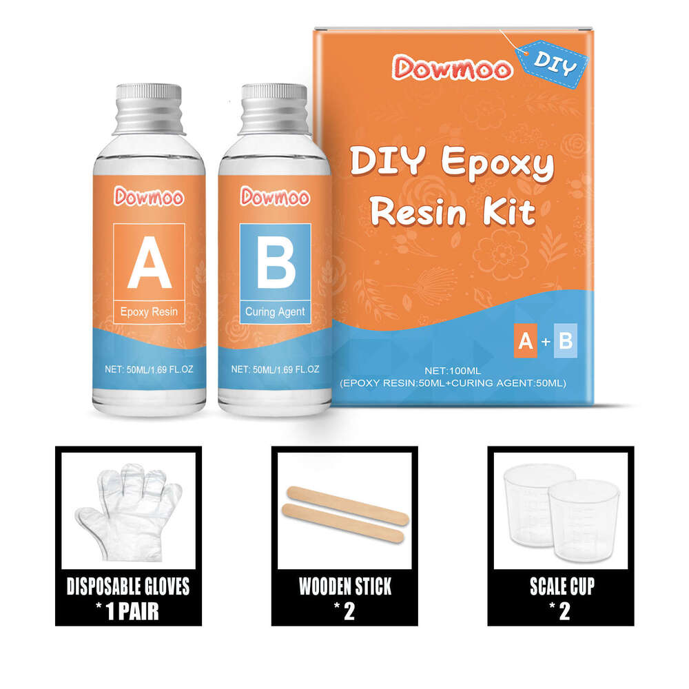 dowmoo Clear Epoxy Resin Kit Curing Glue Transparent Quick Drying Adhesive for Jewelry Making Craft Artwork S260202