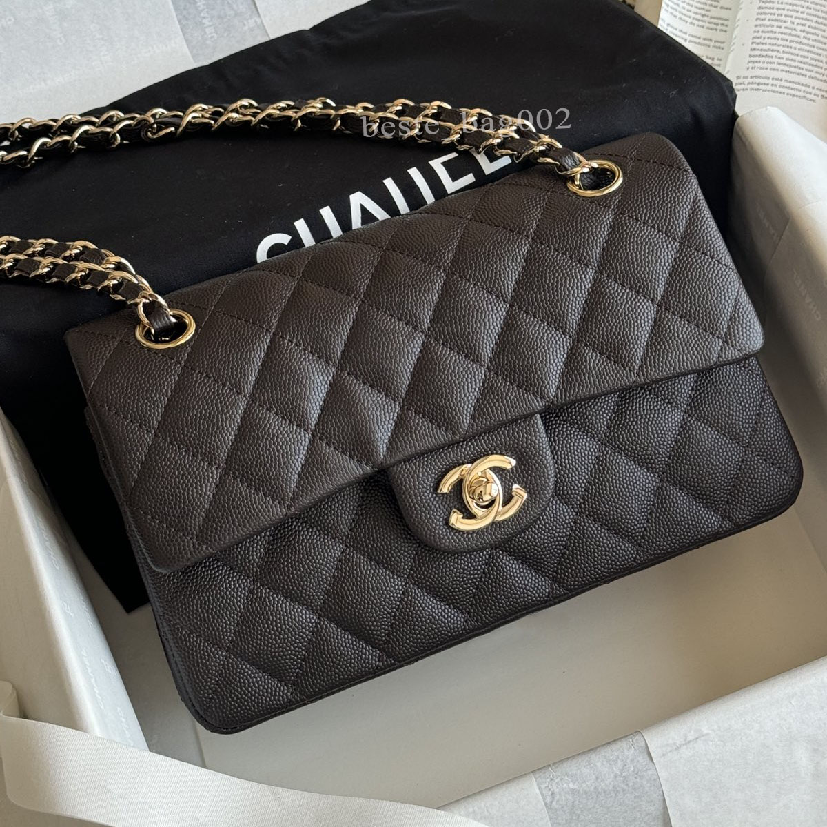 10A Caviar cf Classic Designer bags Shoulder Bag Sheepskin Women's Crossbody Bags Diamond Pattern Metal Chain Doube C Letters Flap Closure Handbag 26cm with box