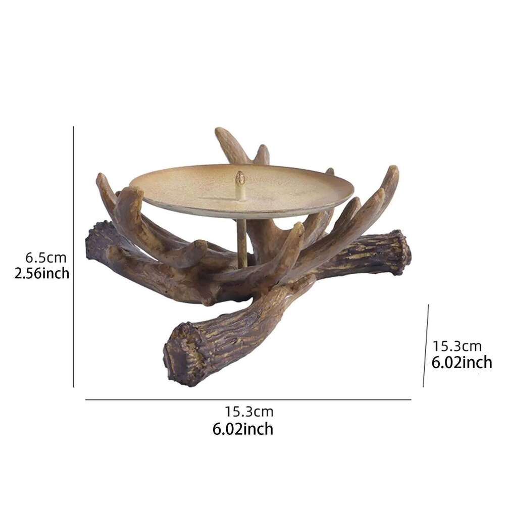 Resin Antler Candle Craft Rustic Candlestick Holder for Table Bedroom House Decor Desktop Ornament Y260131
