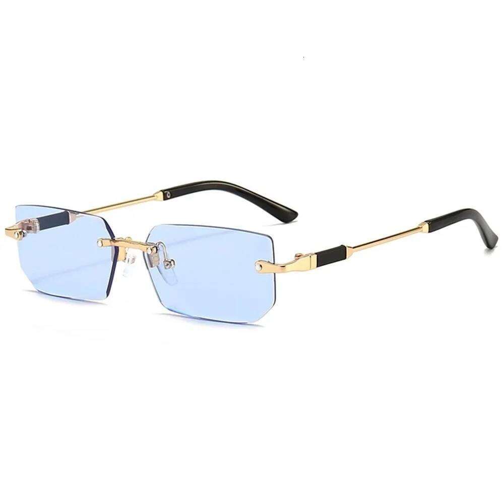 Trendy Rimless Sunglasses for Women Men Rectangle Fashion Shades Small Square UV400 Sun Glasses For Female Male Traveling Oculos H260202