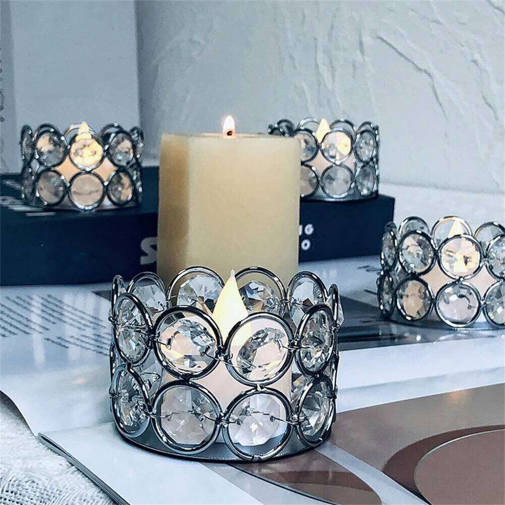 Crystal Tealight Candle Lantern Holders For Wedding Party Gold Silver Candlesticks Dinner Table Home Decors Y260131