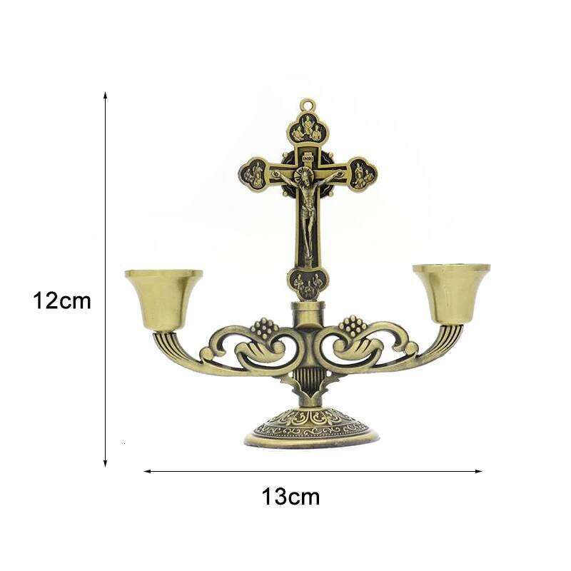 Catholic sacred candle holder cross ornaments angel 1/2/3 Branch candlestick gifts Jesus articulos religiosos catolico menorah Y260131