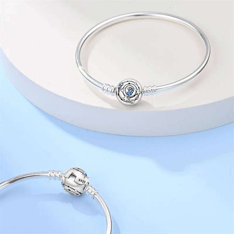 Original 17-20CM Silver 925 Star Moon Starry Trajectory Heart-Shaped Zircon Bracelets Fit DIY Charms Birthday Jewelry H260202
