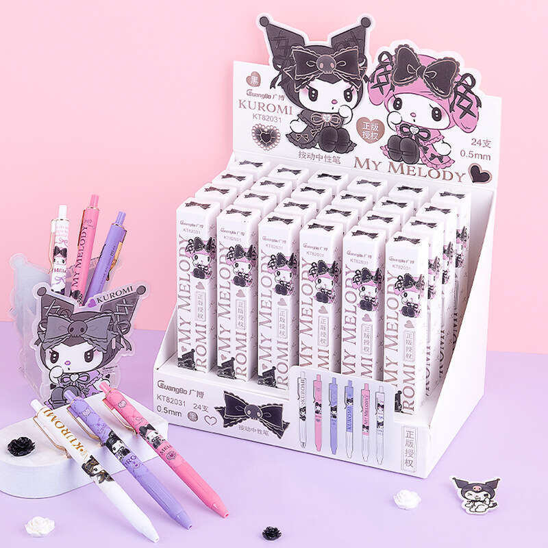 Sanrio 24pcs Series Cute Signature Pen Press Pen Stationery Store Boxed Student Study Stationery Wholesale Gel Pen Display Box H251231