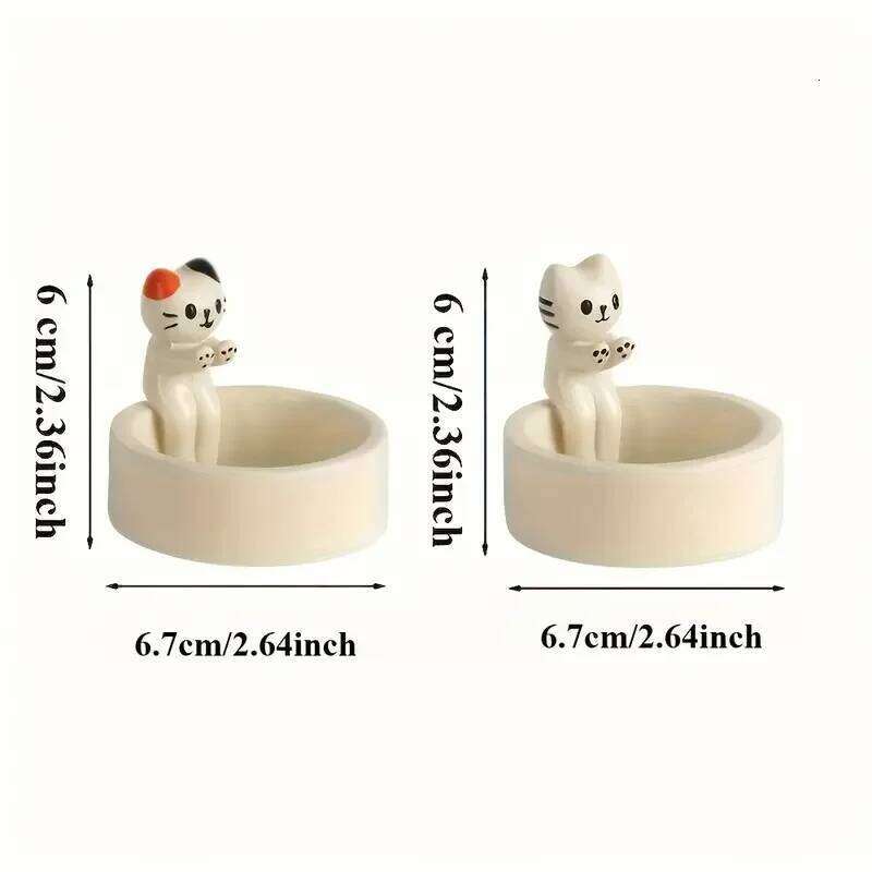 Kitten Cute Cat Creative Aromatherapy Candle Holder Durable High Tempe Cartoon Candlestick Decorations Y260131