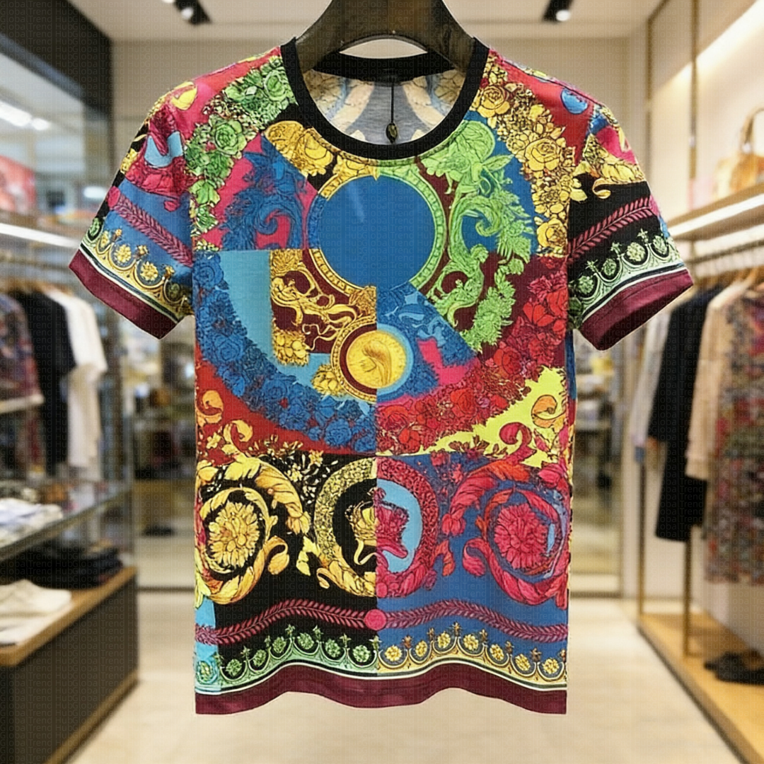 Men's Designer t shirt Men's & Women's Luxury Baroque Print T-Shirts Rainbow Colorful Medusa Graphic Tees Short Sleeve Casual Streetwear Tops