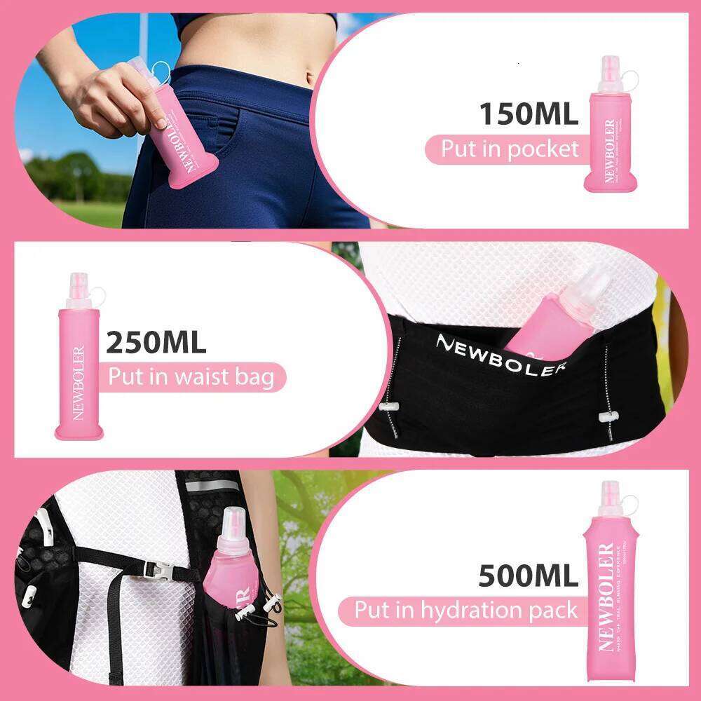 NEWBOLER 150/250/500ml TPU Collapsible Flask Outdoor Sport Hiking Camping Running Portable Soft Water Bottle Z260202