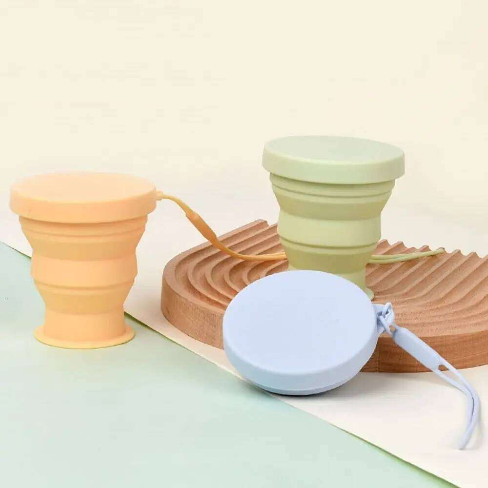 Portable 200ML Foldable Water Silicone Handheld Mini Retractable with Lid Travel Collapsible Cup Camping Cutlery Z260202