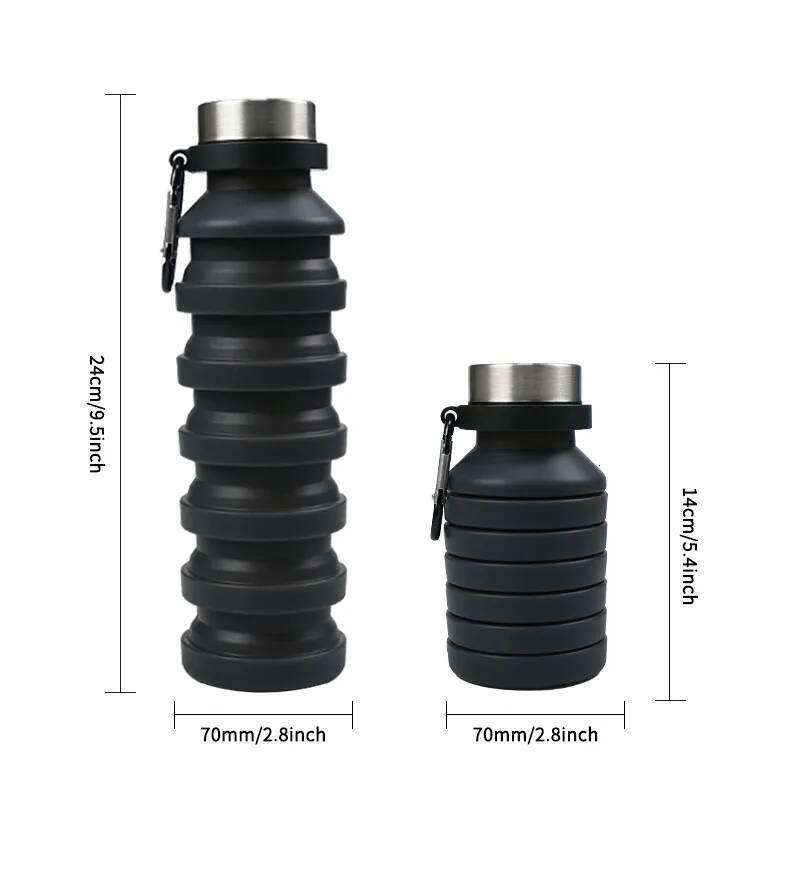 550ml bottle cup, reusable BPA-free silicone collapsible water bottle, suitable for hiking in travel gym Z260202