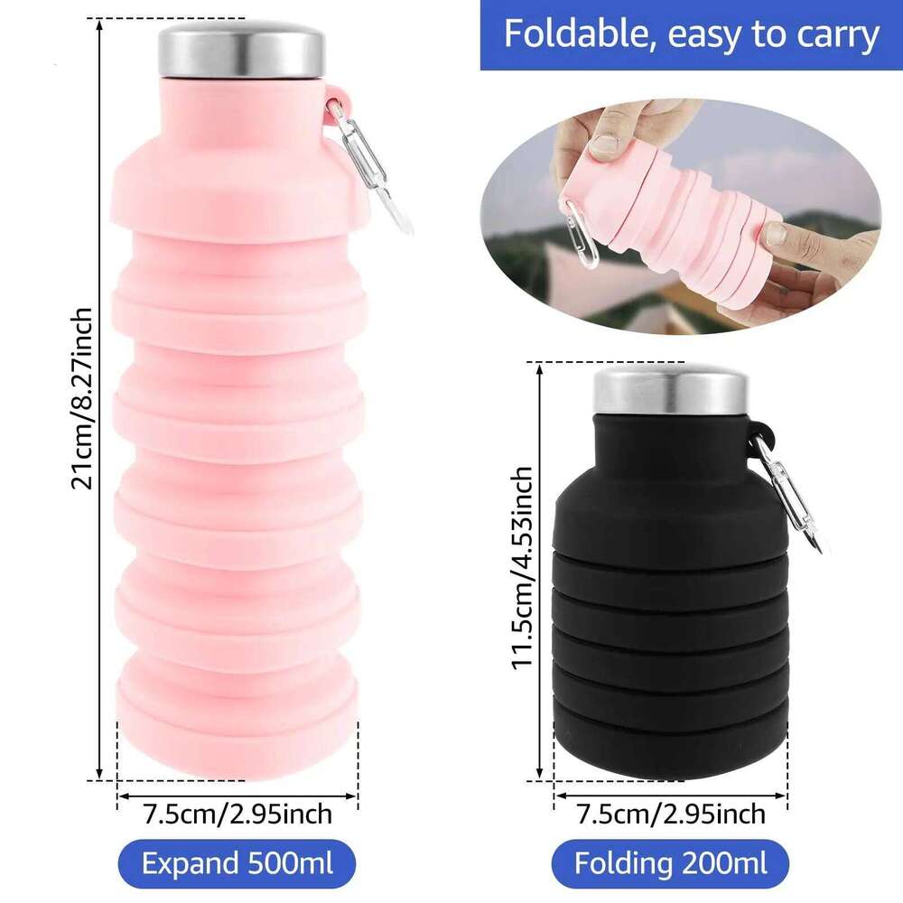1pcs Portable Silicone Water Retractable Folding Coffee Bottle Cups E Outdoor Travel Tools Collapsible Sport Bottles Z260202