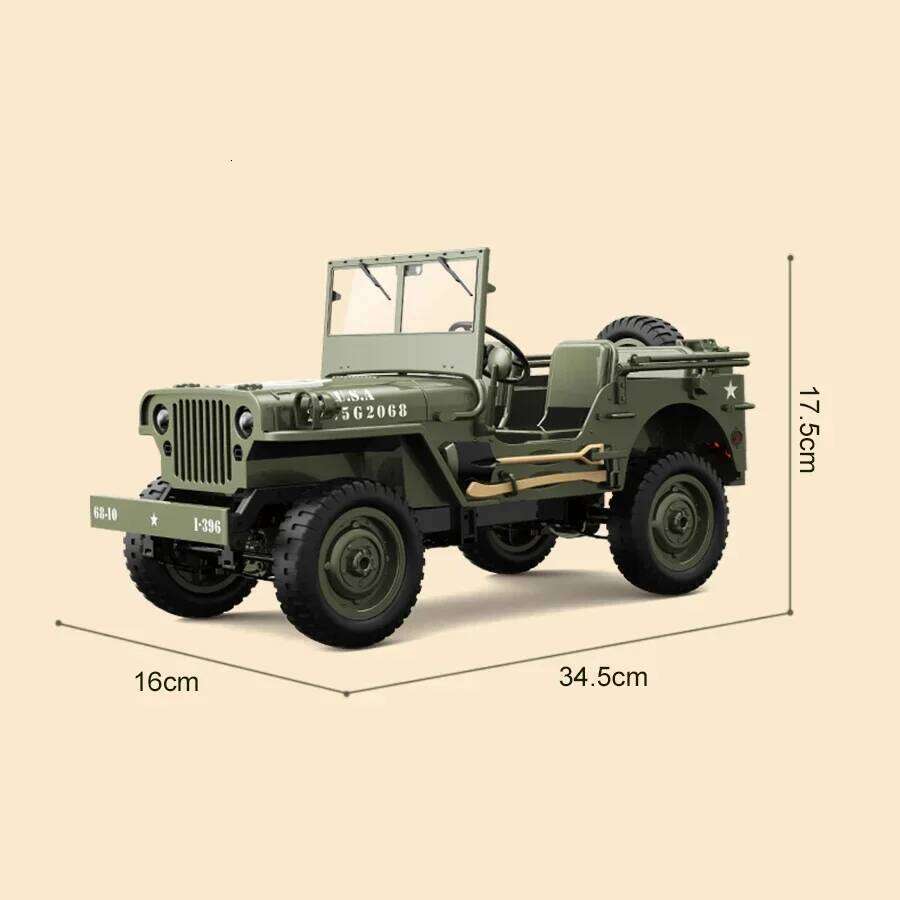 JJRC C8815 1/10 WILLYS JEEP Rc Car 1941 4WD RTR Crawler Climbing Scale Military Truck Offroad Vehicle Adult Toy Gift for Kids Y260131