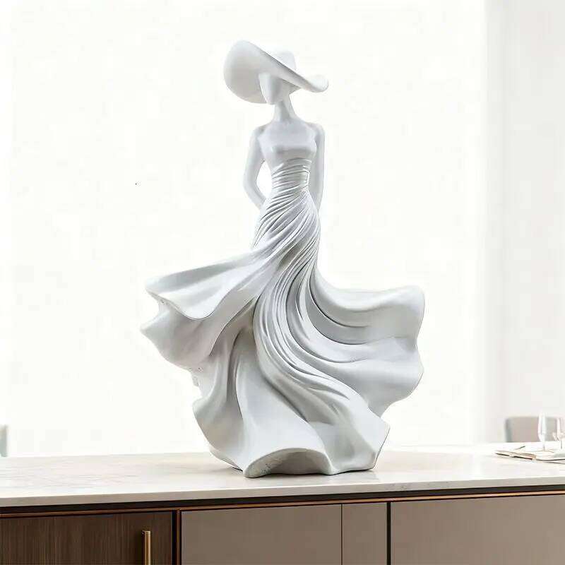 Creative Resin Figurine Sculpture Art White Human Small Statue Goddess Ornament for Living Room or Office Birthday Gift Y260202