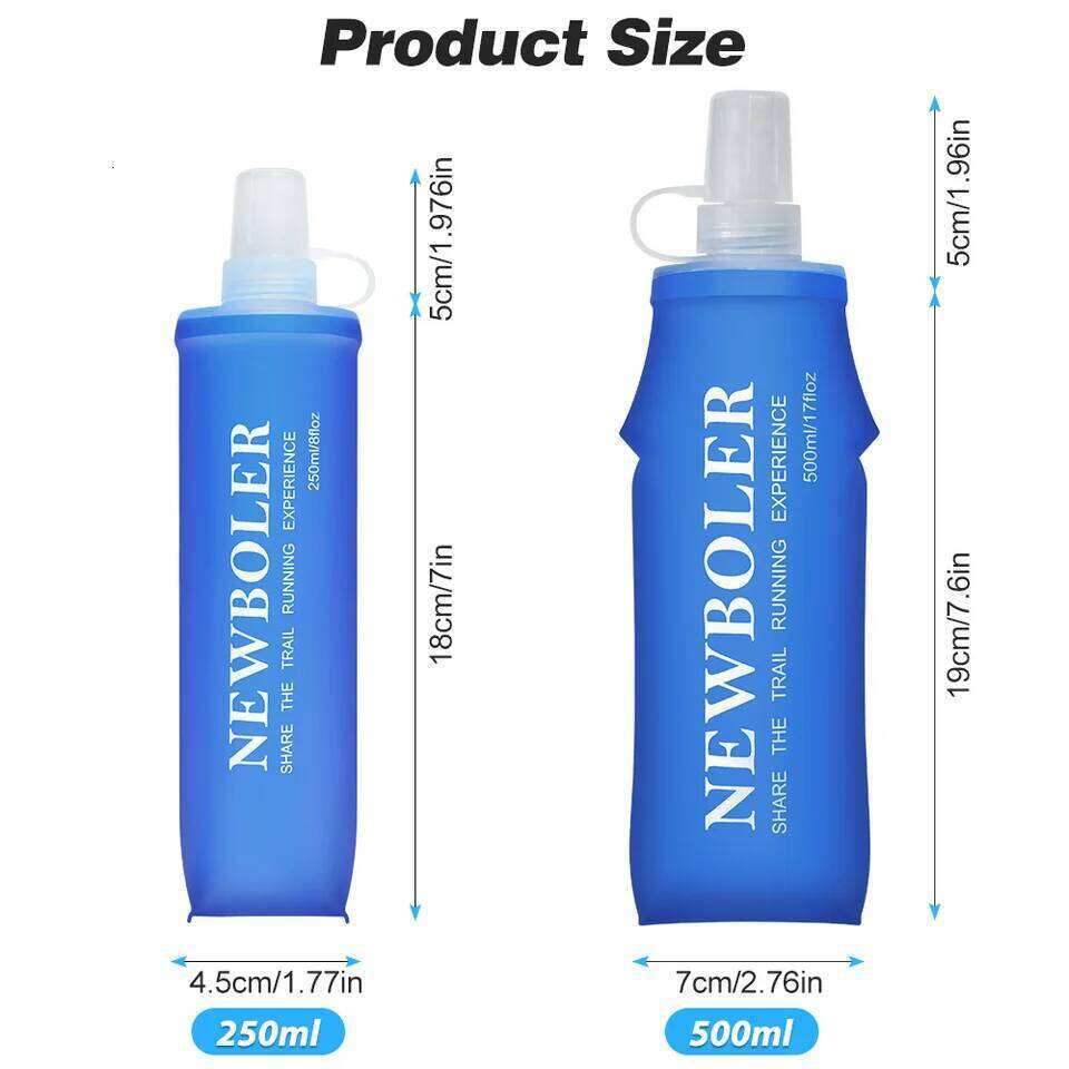 NEWBOLER 150ml 250ml 500ml TPU Folding Soft Flask Outdoor Sport Bag Collapsible Water Bottle Running Camping Z260202