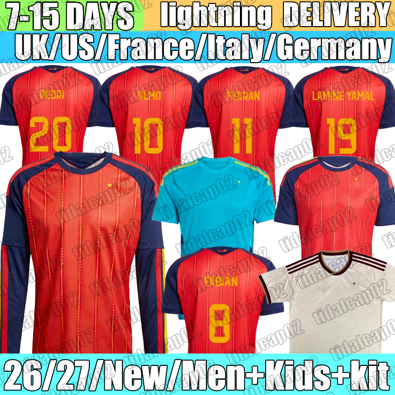 Espana Jersey WILLIAMS JR LAMINE YAMAL FERRAN Olmo FABIAN Soccer Jerseys RODRIGO MERINO Laporte OYARZABAL CUCURELLA Spain Jersey 26 27 Football Shirt Men Kids Kit