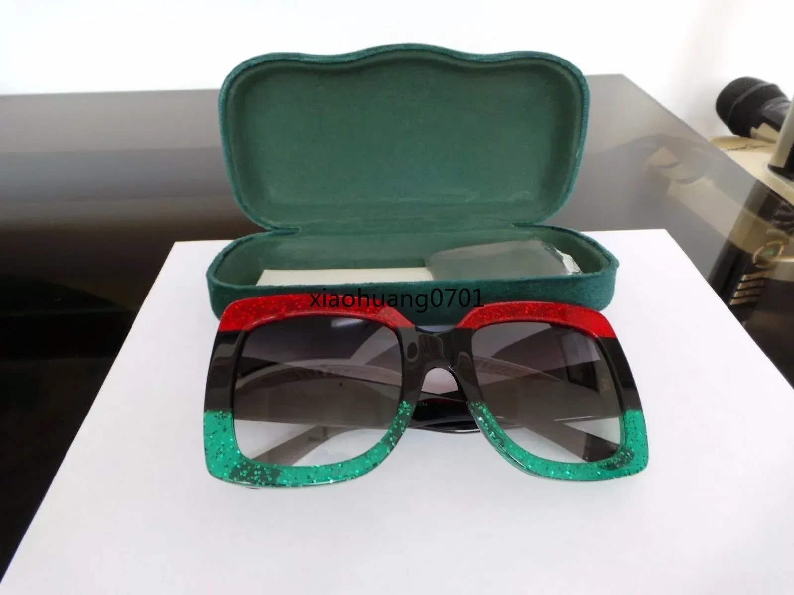 083S 008 54mm Oversized Square Black Women Sunglasses New with tags box Mixed color Glittered Gradient2024 Oversized Square Sunglasses AAAAA104
