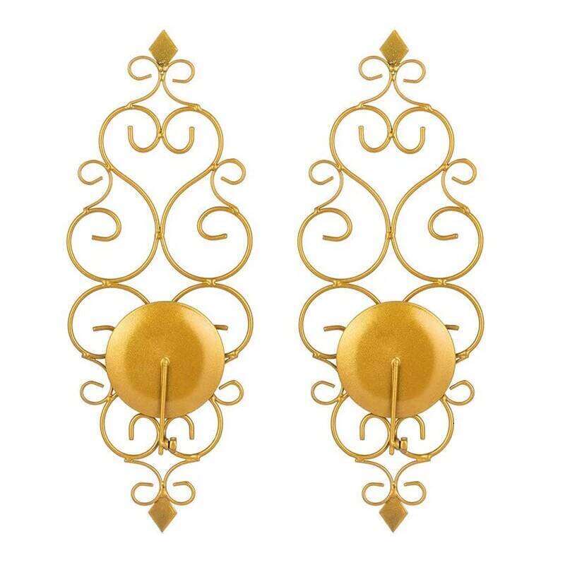 Iron Mounted Candle Holder Metal Wall Hanging for Wedding Hotel Living Room Gold Retro Sconce Candlestick Home Decor Y260131