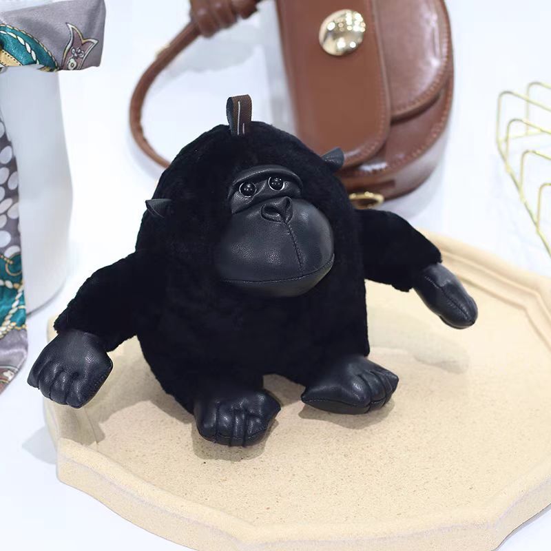 Retro Y2K Purse Accessory Cute Wool Big Black Gorilla Fur Pendant Car Keychain Plush Little Monkey Bag Charm King Kong Plush Toy