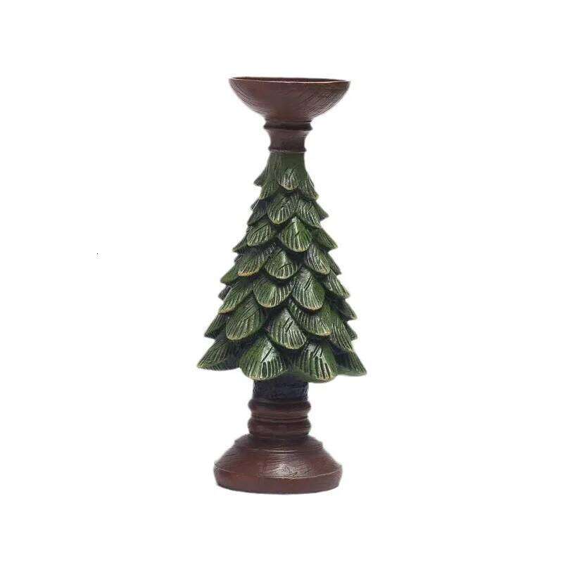 Christmas Tree Ornaments Ins European Style Home Living Room Desktop Decoration Crafts Wooden Candle Holder Y260131