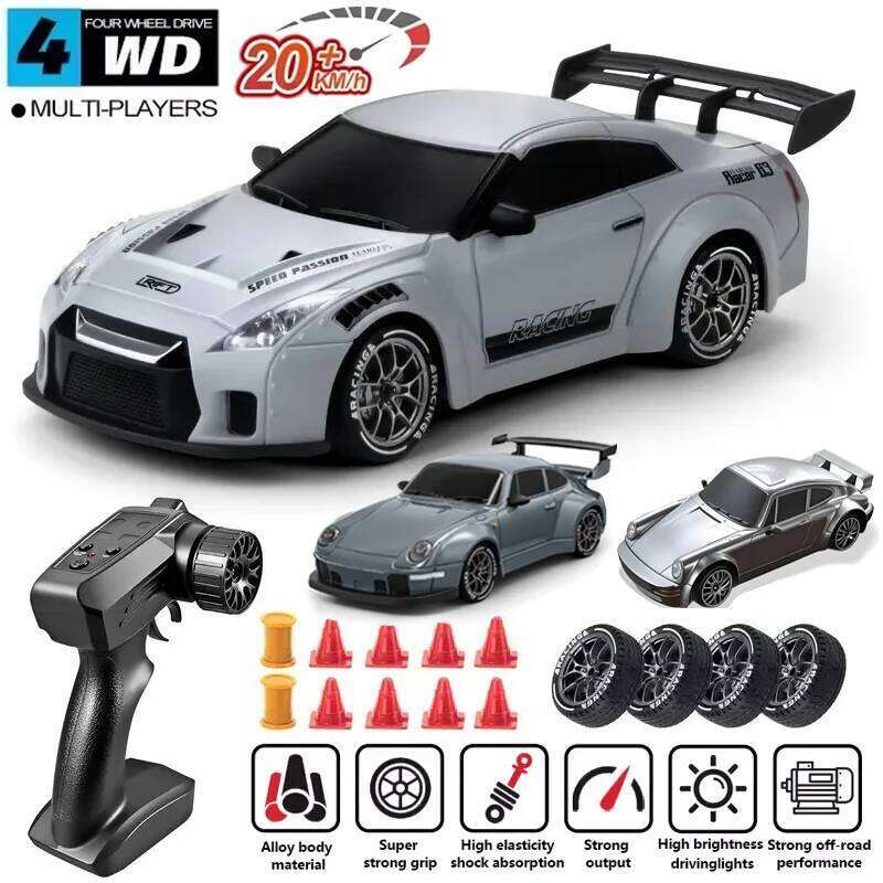 Drift 1:24 Afstandsbediening 4WD 20KM / H Hoge snelheid Race Sport Auto LED-verlichting Extra Drifting Tire De Gift Y260131