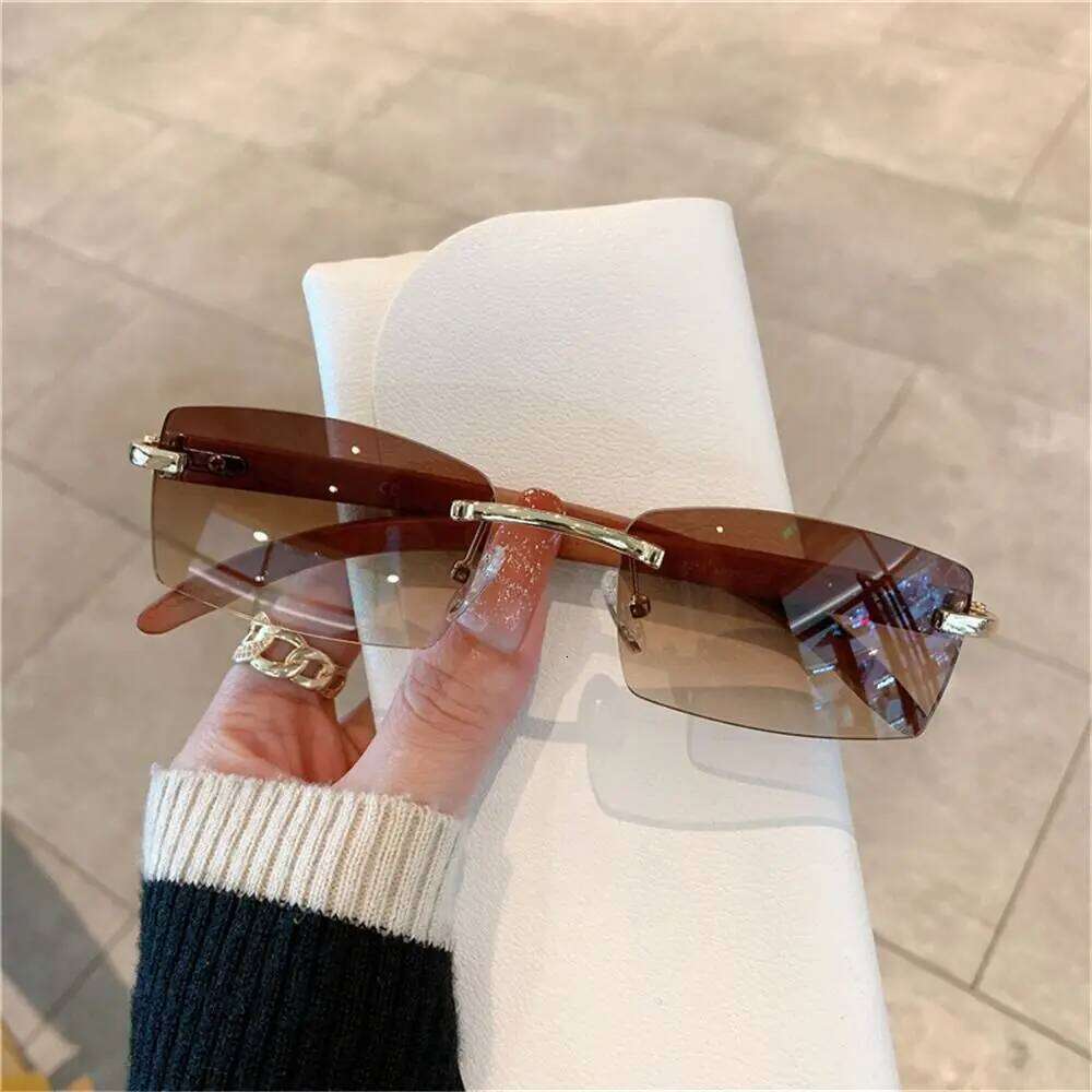 Trendy Punk Sunglasses Rimless Rectangle Sun Glasses for Men Women 2024 Fashion UV400 Driving Shades Frameless Gradient Eyewear H260202