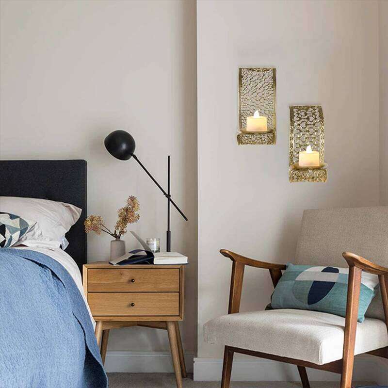 2pcs Hollow Out Home Decoration Holders Aromatherapy Rack Arab Metal Craft Wall Candlestick Holder Candle Stand Y260131