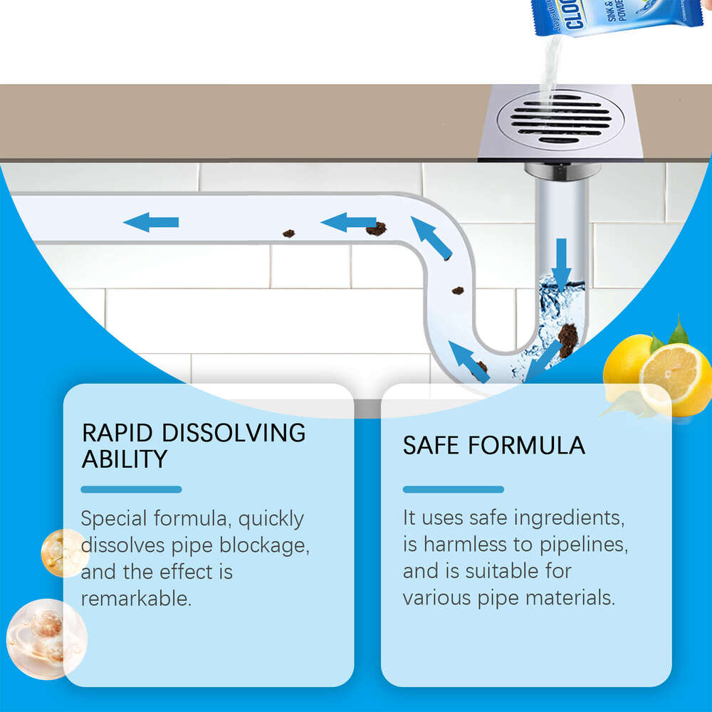 Jaysuing Pipe Cleaning Dissolves Unclogs Drains, Drain Pipes, Oil Stains, and Odor Removal Powder S260202