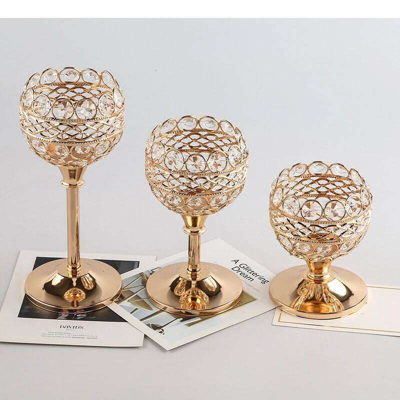 Delicate Glass Candlestick Metal Stand Modern Candles Ornament Candelabros Romantic Home Decor Candle Holders Wedding Decoration Y260131