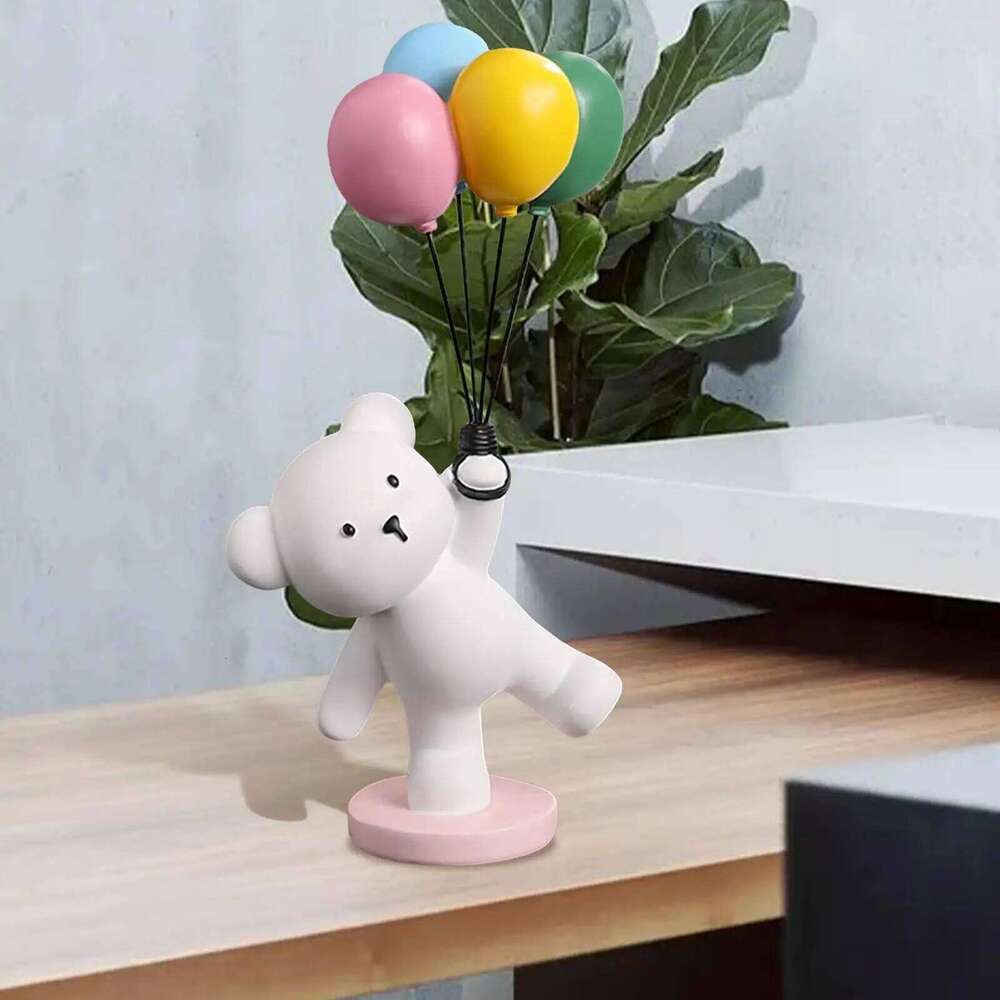 Figurine Flying Statue for Bookshelf TV Stand Arrangement Balloon Bear Y260202